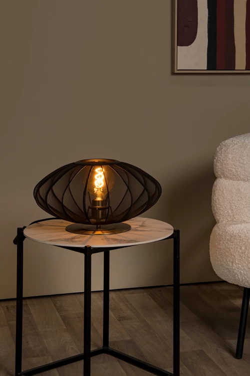 Lucide CORINA - Tafellamp - Ø 40 cm - 1xE27 - Zwart - sfeer 1